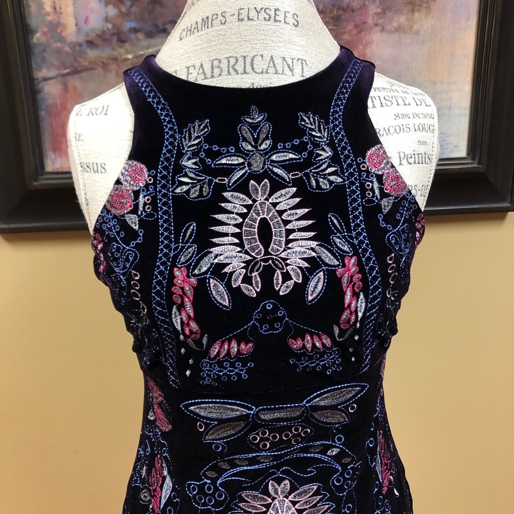 Embroidered Velvet Dress